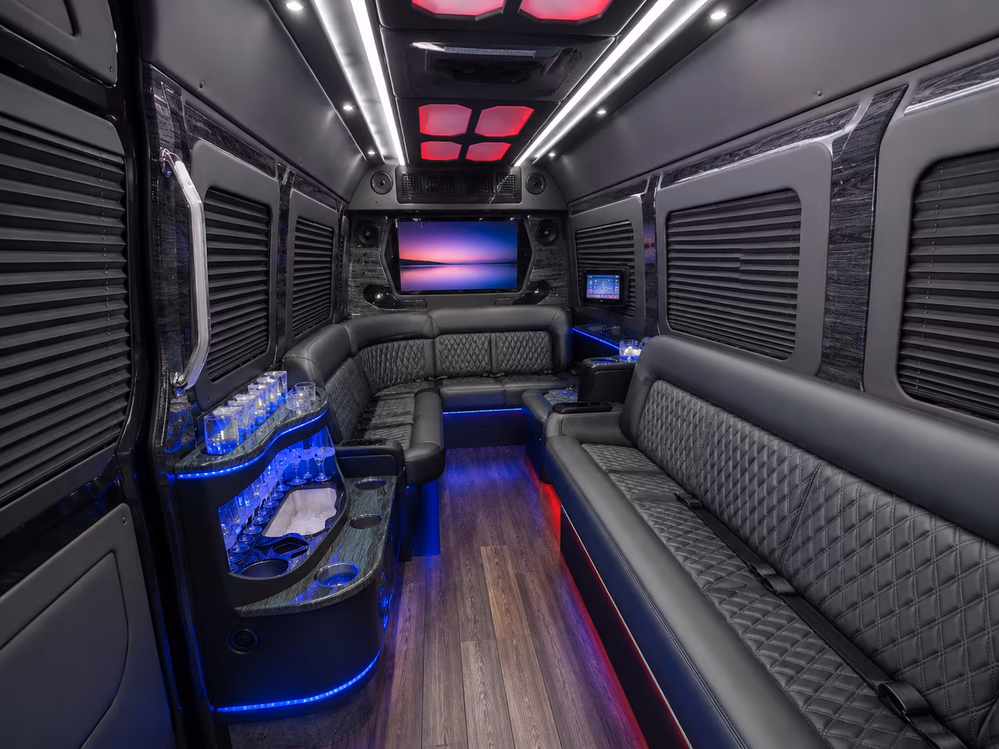 santa barbara 18 passenger party bus inside